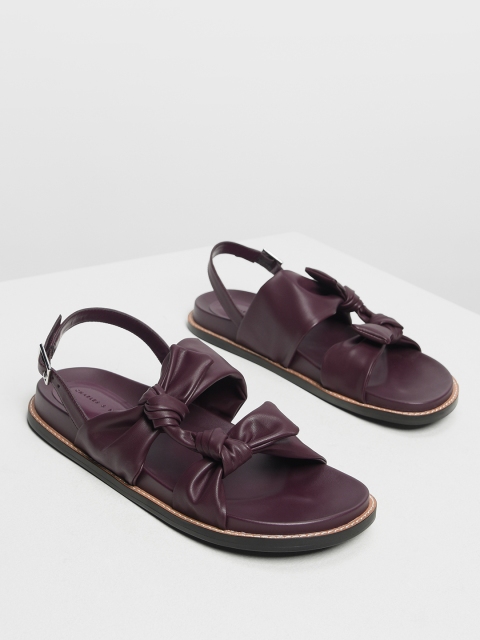 

CHARLES & KEITH Women Purple Solid PU Open Toe Flats