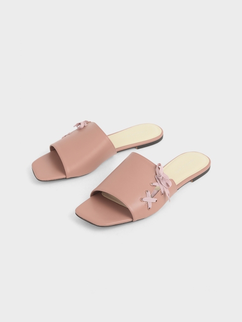 

CHARLES & KEITH Women Pink Solid PU Mules