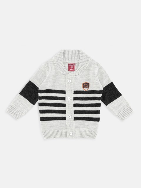 

Chirpie Pie by Pantaloons Boys Grey Striped Front-Open Acrylic Sweater