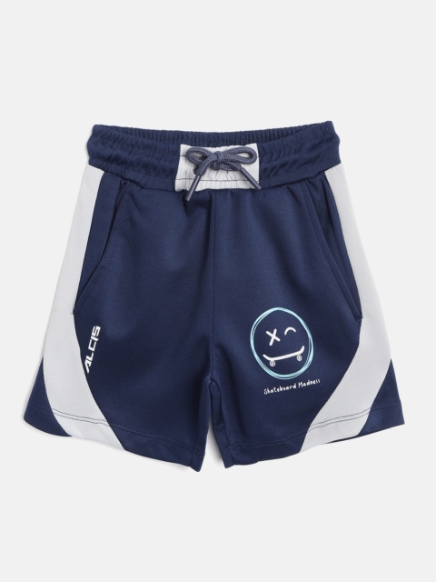 

Alcis Boys Navy Blue & Grey Colourblocked Regular Fit Skateboard Shorts