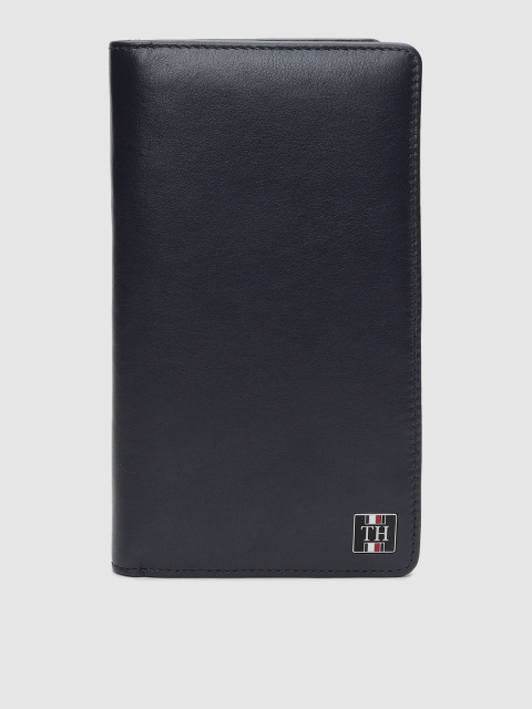 

Tommy Hilfiger Men Navy Blue Solid Leather Passport Holder