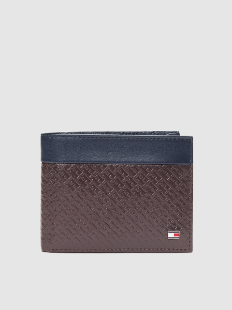 

Tommy Hilfiger Men Brown & Navy Blue Textured Two Fold Leather Wallet