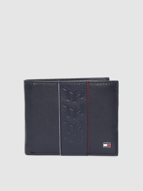 

Tommy Hilfiger Men Navy Blue Textured Genuine Leather Two Fold Wallet