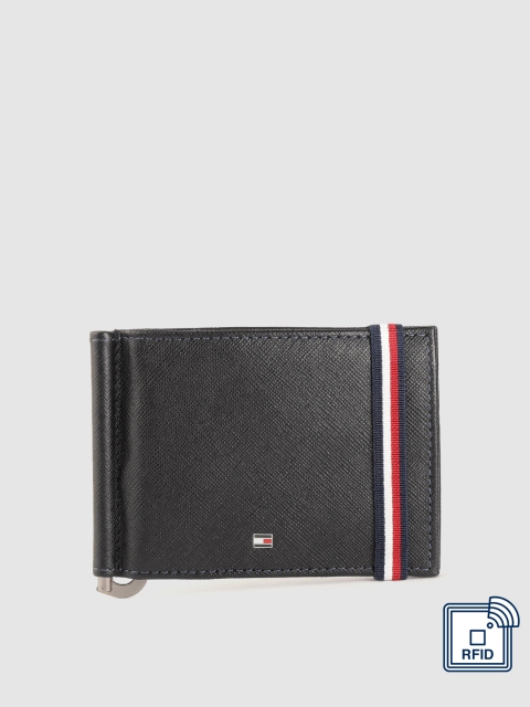 

Tommy Hilfiger Men Black Solid Leather Money Clip with RFID Protection
