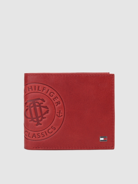 

Tommy Hilfiger Men Red Textured Genuine Leather Two Fold Wallet