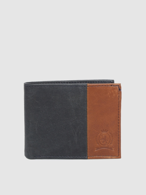

Tommy Hilfiger Men Black & Brown Colourblocked Genuine Leather Two Fold Wallet
