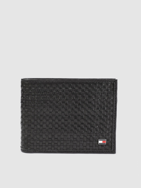 

Tommy Hilfiger Men Black Woven Design Two Fold Leather Wallet