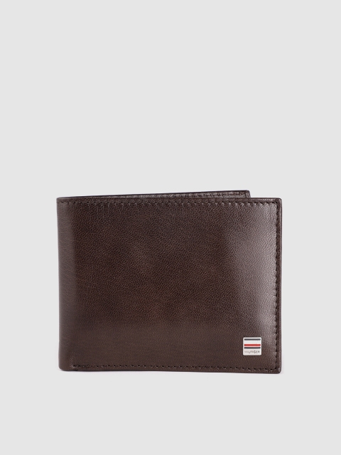 

Tommy Hilfiger Men Coffee Brown Leather Solid Two Fold Wallet with Detachable Flap