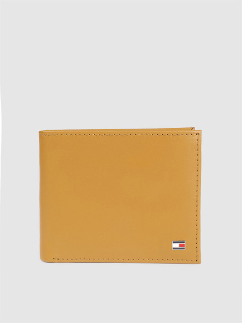 

Tommy Hilfiger Men Yellow Solid Two Fold Leather Wallet