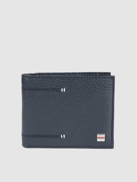 

Tommy Hilfiger Men Navy Blue Textured Genuine Leather Two Fold Wallet