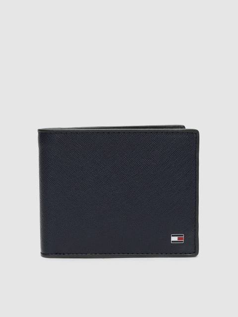 

Tommy Hilfiger Men Navy Blue Genuine Leather Solid Two Fold Wallet