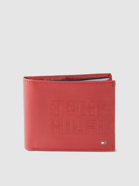 

Tommy Hilfiger Men Red Textured Leather Two Fold Wallet