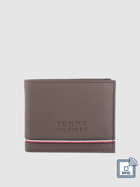 

Tommy Hilfiger Men Coffee Brown Solid Leather Two Fold Wallet with RFID Protection