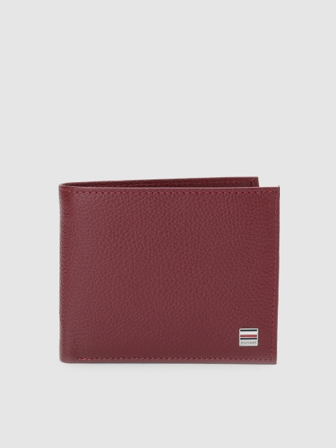 

Tommy Hilfiger Men Burgundy Genuine Leather Two Fold Wallet
