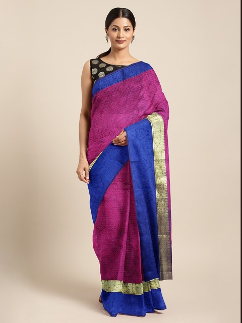

Pavechas Pink Silk Cotton Woven Design Banarasi Saree