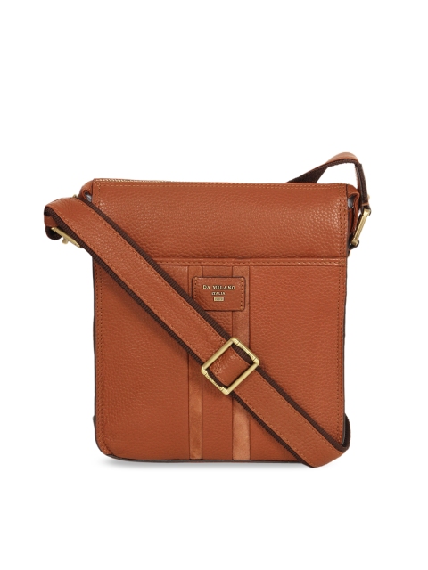 

Da Milano Men Tan Brown Solid Leather Messenger Bag