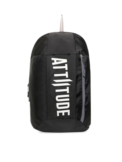 

ATTIITUDE Unisex Black and White Brand Logo Printed Backpack