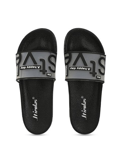 

HIROLAS Men Black & Grey Printed Sliders