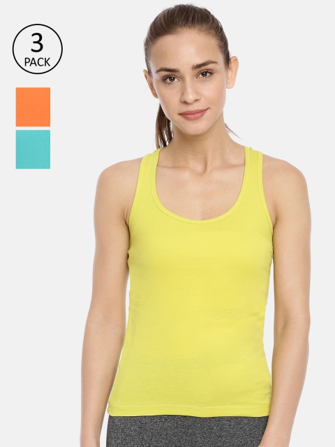 

Macrowoman W-Series Women Pack Of 3 Solid Tank Top, Yellow