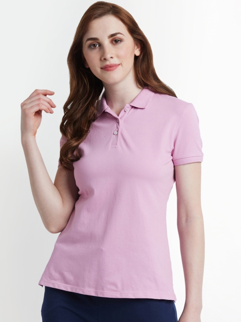 

Dreamz by Pantaloons Women Purple Solid Polo Collar T-shirt