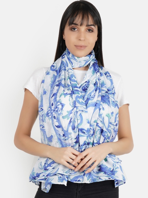 

Aditi Wasan Women White & Blue Printed Stole