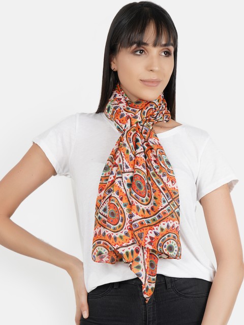 

Aditi Wasan Women Orange & White Printed Stole