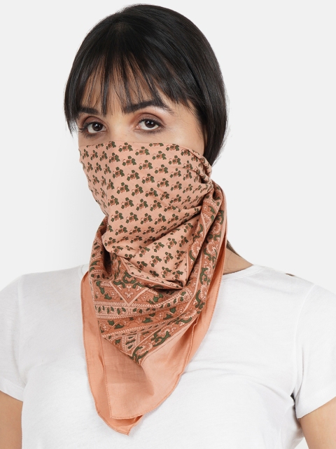 

Aditi Wasan Women Peach-Coloured & Green Printed Scarf