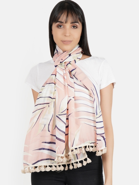 

Aditi Wasan Women Peach-Coloured & White Printed Stole