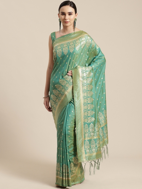 

Saree mall Green & Golden Woven Design Banarasi Saree