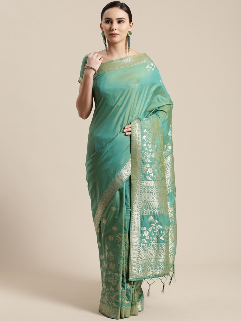 

Saree mall Green & Golden Woven Design Banarasi Saree