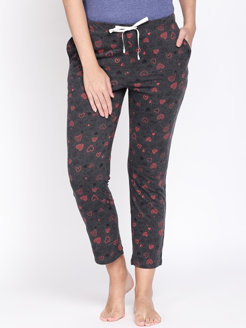 

Dreamz by Pantaloons Women Charcoal Grey Printed Lounge Pants