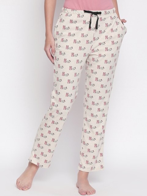 

Dreamz by Pantaloons Women Cream-Coloured Printed Lounge pants