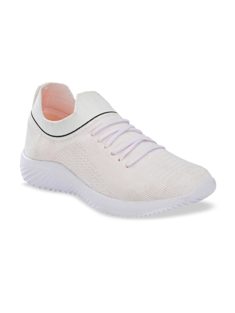 

HIROLAS Women White Mesh Flyknit Walking Shoes