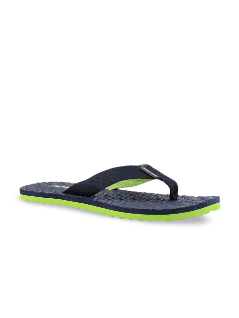 

Lotto Men Navy Blue & Lime Green Textured Thong Flip-Flops