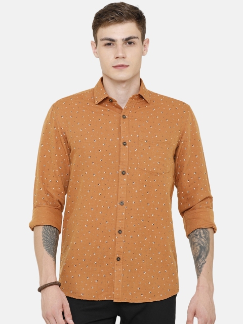 

CAVALLO by Linen Club Men Cotton Linen Brown Printed Sustainable Casual Shirt