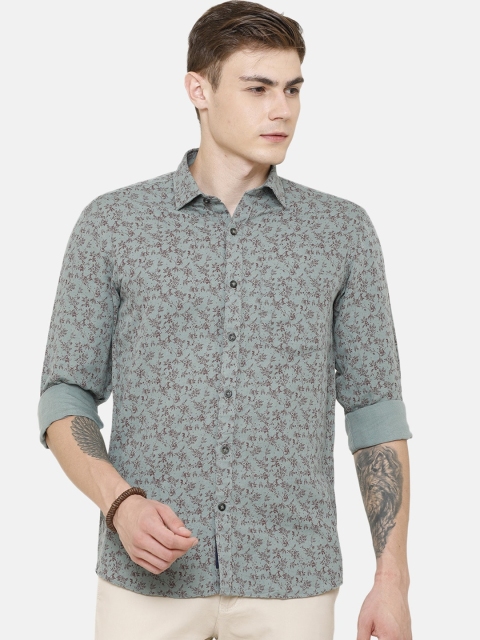

CAVALLO by Linen Club Men Cotton Linen Green & Maroon Regular Fit Printed Sustainable Casual Shirt