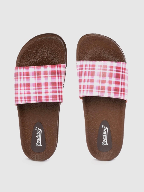 

Roadster Women Pink & White Checked Sliders