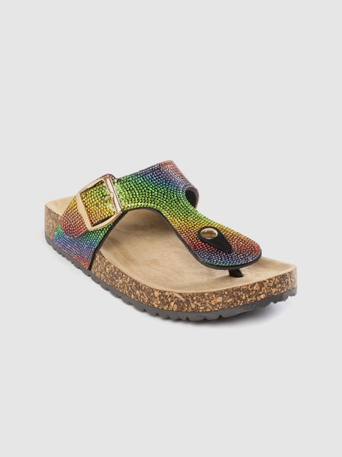 

Lavie Women Multicoloured Embellished T-Strap Flats, Multi