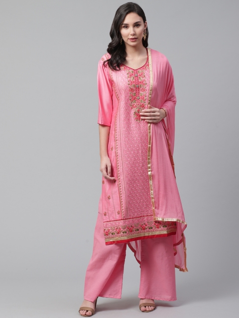 

Chhabra 555 Pink & Rose Unstitched Dress Material