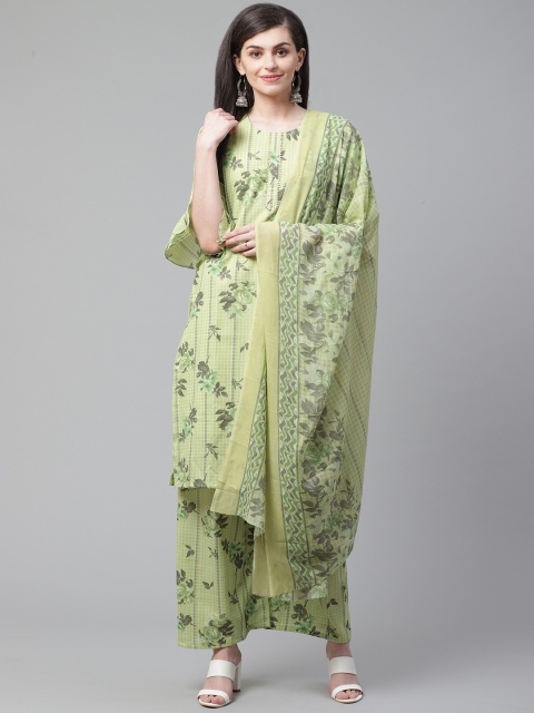 

Chhabra 555 Green Floral Print Unstitched Dress Material