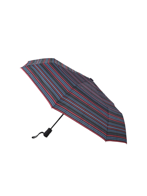 

FabSeasons Unisex Black & Red Striped 3 Fold Semi-Automatic Umbrella