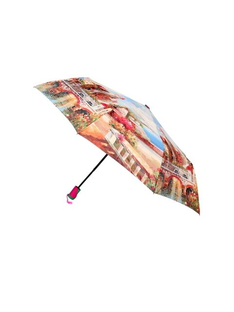 

FabSeasons Unisex Red & Beige Printed Quirky 3 fold Umbrella