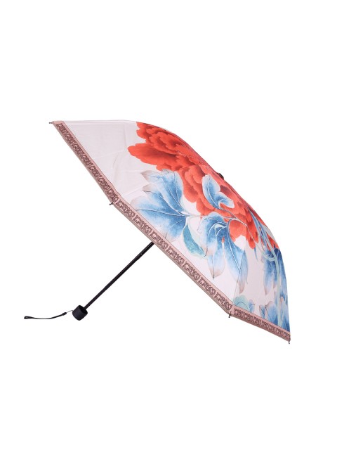 

FabSeasons Beige & Red Digital Floral Printed 3-Fold Fancy Manual Umbrella
