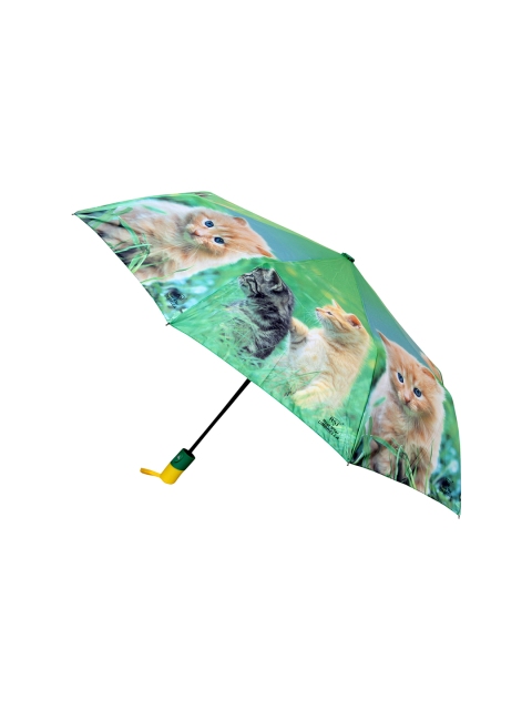 

FabSeasons Unisex Green & Blue Cute Cats & Kittens Teddy Print 3 Fold Semi-Automatic Umbrella