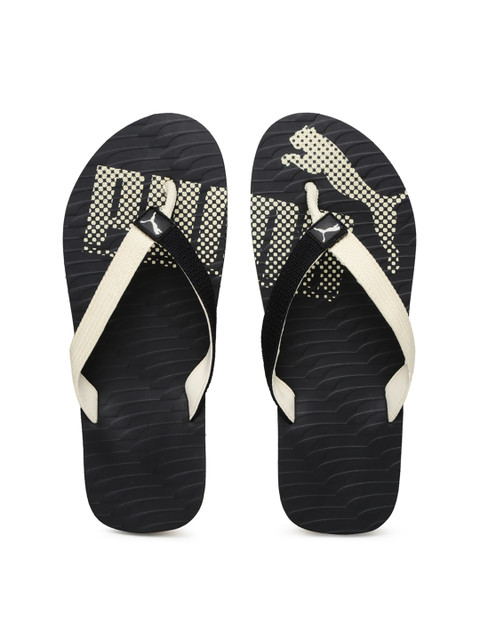 

PUMA Men Black & Cream-Coloured Printed Flip-Flops