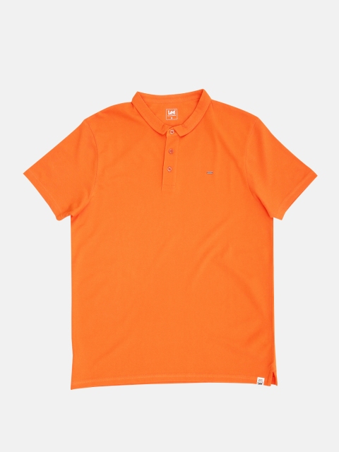 

Lee Men Orange Solid Polo Collar T-shirt