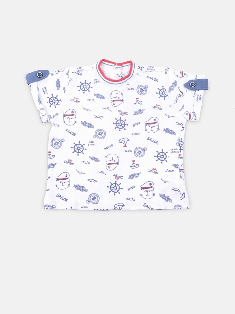 

Chicco Boys White & Blue Printed Round Neck T-shirt