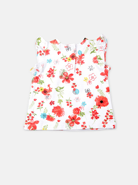 

Chicco Girls White & Red Floral Print Pure Cotton Top