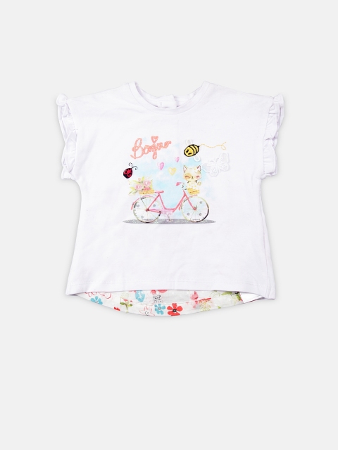 

Chicco Girls White Printed Round Neck T-shirt