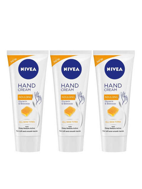 

Nivea Unisex Set of 3 Indulging Glycerin & Beeswax Hand Creams, White